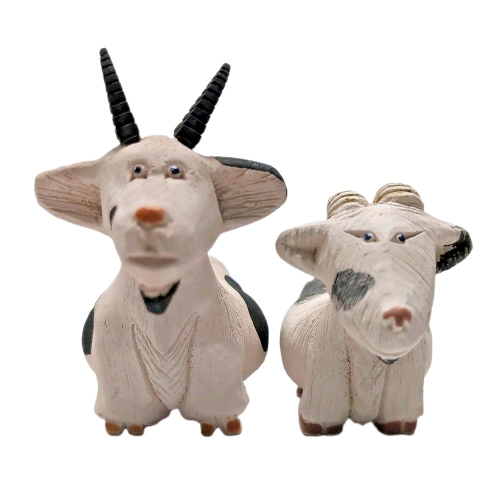 Vtg Artesania Rinconada 2 Goats #37 Figurines Hand Carved Hand Painted Handmade